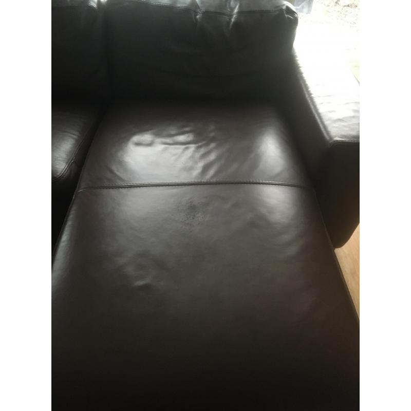 Grote hoeksalon hoekbank bruin leer