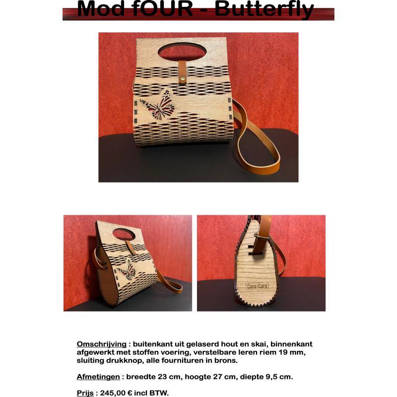 Houten handtas Cara-Cara Butterfly-Collection