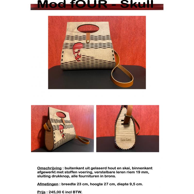 Houten handtas Cara-Cara Skull-Collection