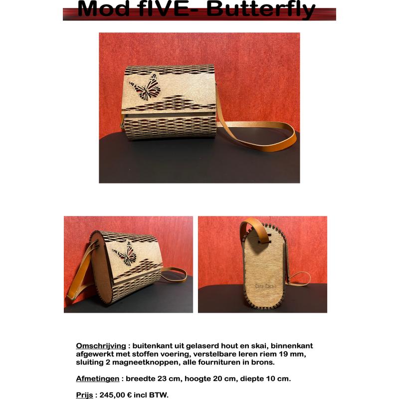 Houten handtas Cara-Cara Butterfly-Collection