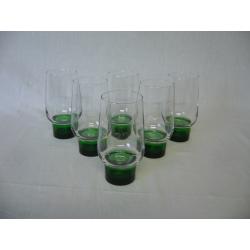 6 glazen met groene voet