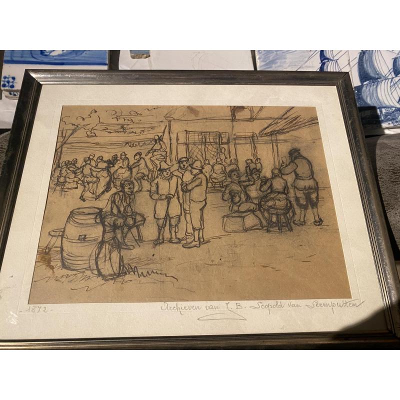 Potlood tekening J.B Leopold leemputten 1872