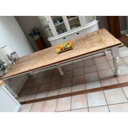 Rough-top eettafel van teakhout 3.00 x1.20 m. 10-12  personen