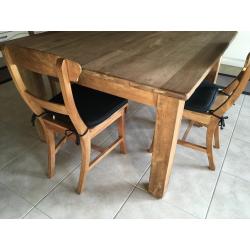 Teak houten tafel en stoelen