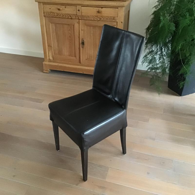 6 Lederen eetkamerstoelen