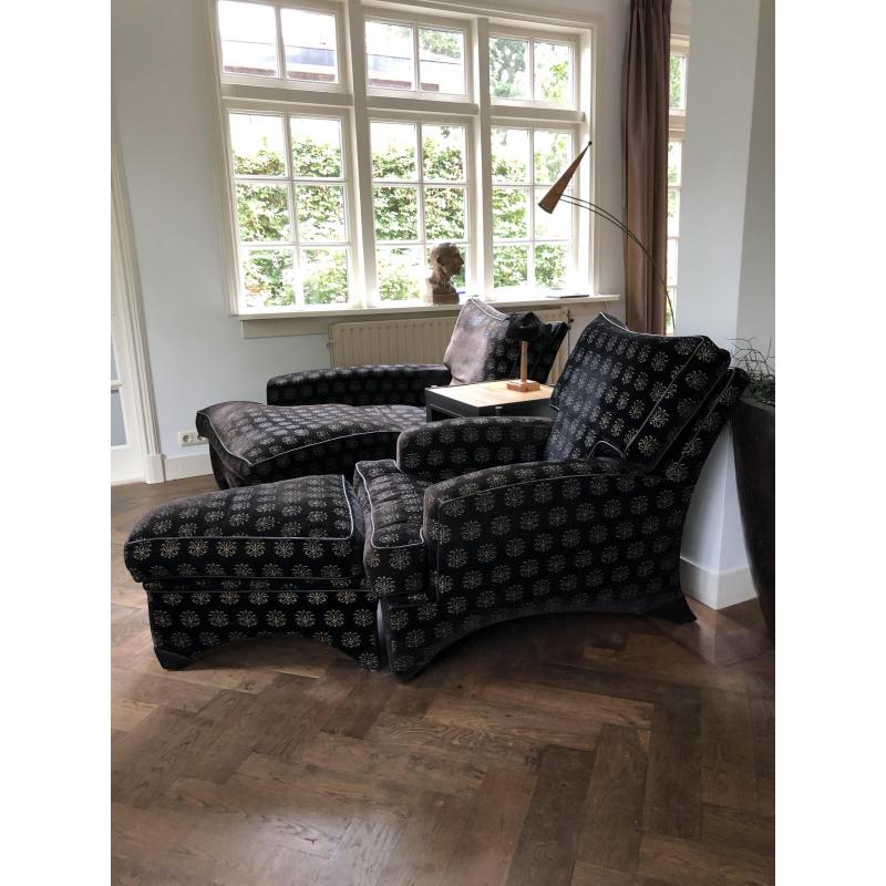 Chaisse longue en Fauteuil met hocker