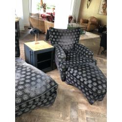 Chaisse longue en Fauteuil met hocker