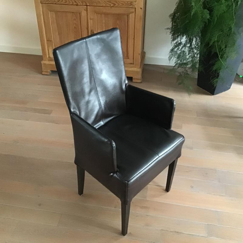 6 Lederen eetkamerstoelen
