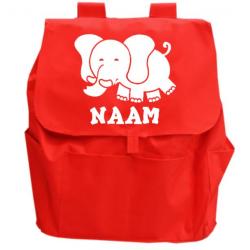 Box Opbergzak rood met naam bedrukt Baby Beurs Actie