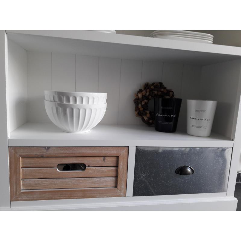 Buffetkast - wit hout met 2 trendy laden
