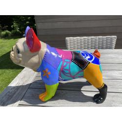 Bulldog in polyester handbeschilderd