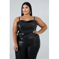 Plus Size Leatherette Top