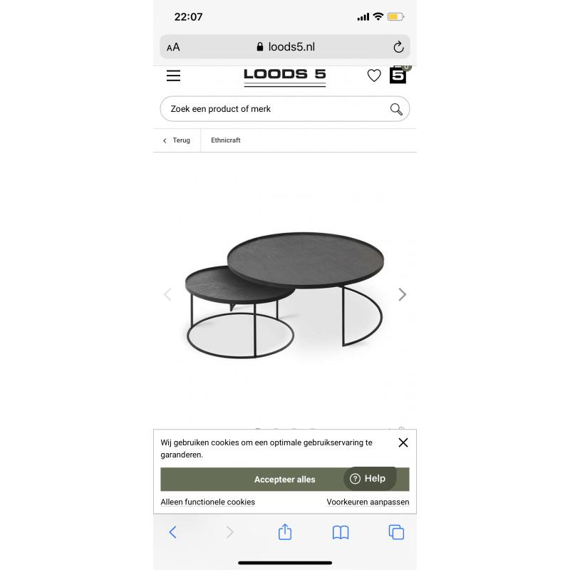 Mooie zwarte houten salontafel set (merk Etnicraft)
