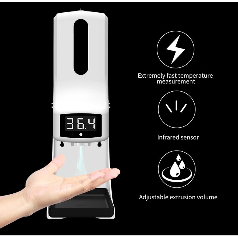 Temperatuur Scanner en Handdesinfectie dispenser in 1 apparaat