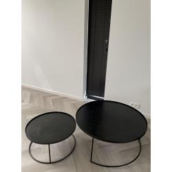 Mooie zwarte houten salontafel set (merk Etnicraft)