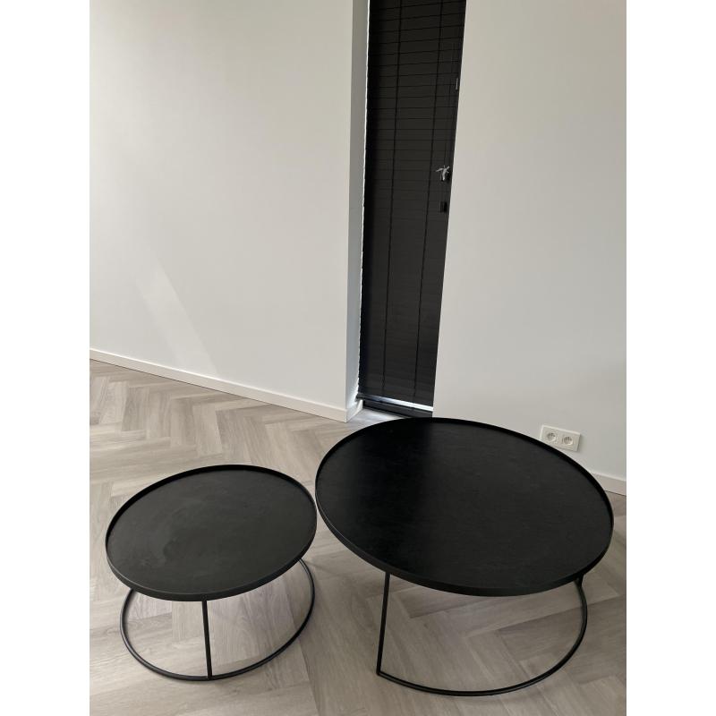 Mooie zwarte houten salontafel set (merk Etnicraft)