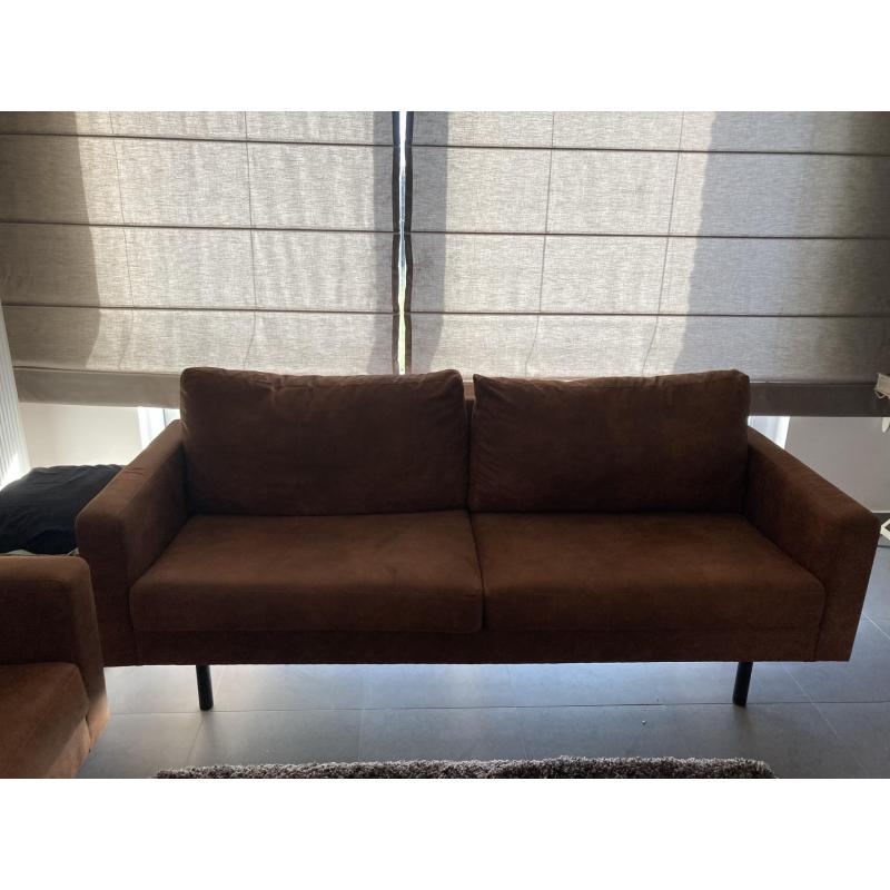 2 x Zetel cognac lederlook - 2,5 zit- in perfecte staat!