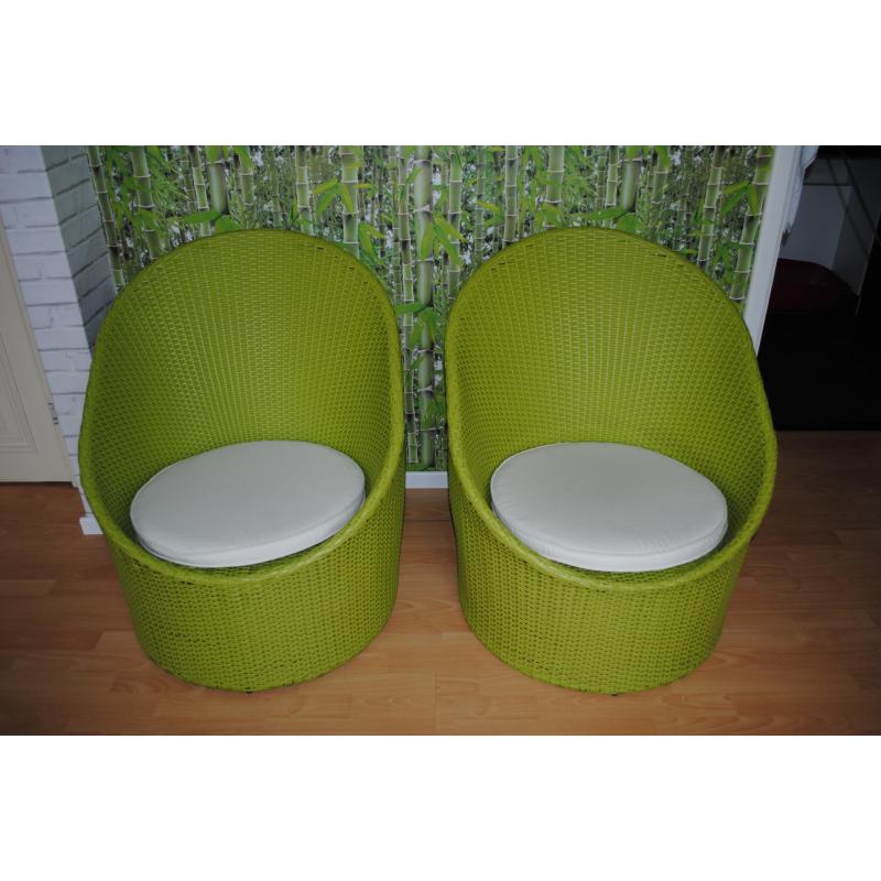 PVC rieten zetel wasabigroen , binnen en buiten