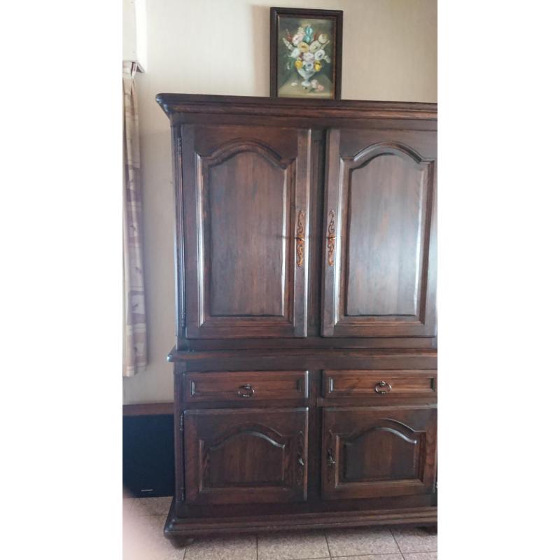 massief frans eiken dressoir en barkast