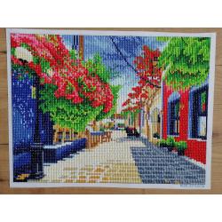 Diamond Painting "Provinciale Dorpsstraat" 42 x 32cm afgewerkt