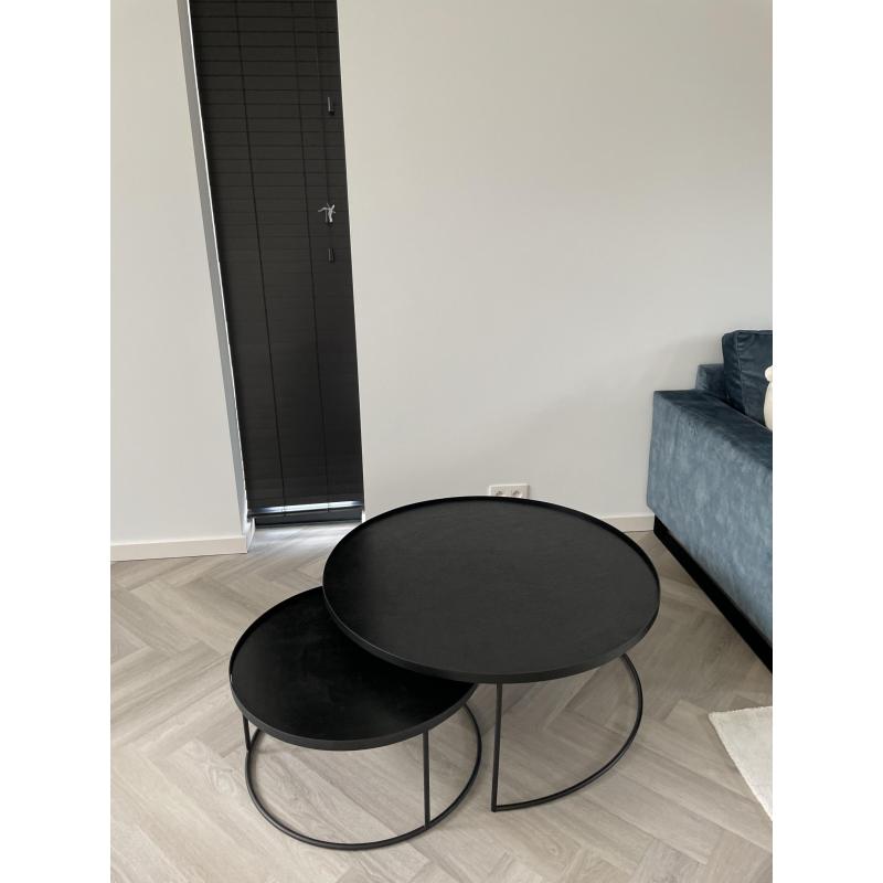 Mooie zwarte houten salontafel set (merk Etnicraft)