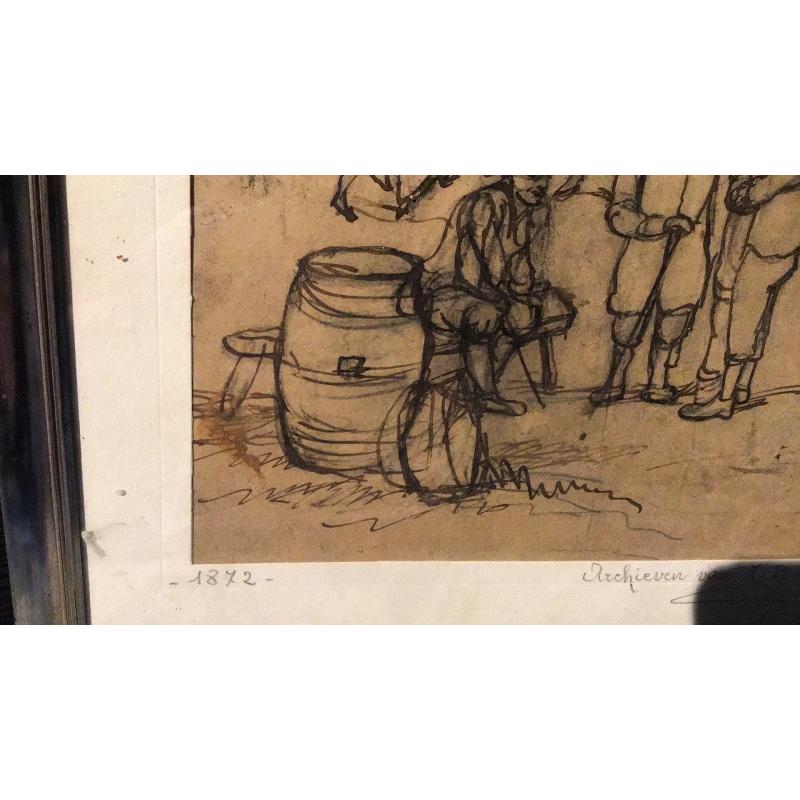 Potlood tekening J.B Leopold leemputten 1872