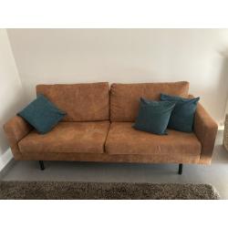2 x Zetel cognac lederlook - 2,5 zit- in perfecte staat!