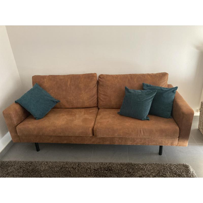 2 x Zetel cognac lederlook - 2,5 zit- in perfecte staat!