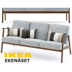 GEZOCHT: Ekenaset 3-zits bank in licht grijze stof