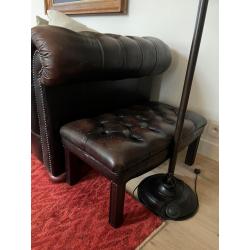 chesterfield bruin leder 2 stuks   voetbank