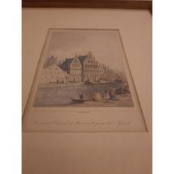 Litho "Le grand Canal et Maisons Espagnoles à Gand"