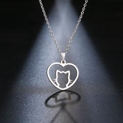 Katten halsketting Zilverkleurig "In your heart"
