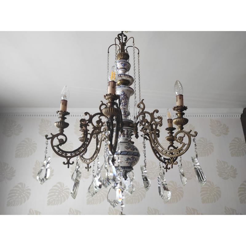 Kroonluchter delfstblauw kristal