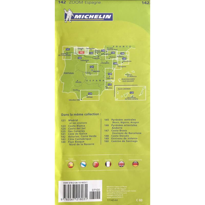 Michelinkaart Spanje Asturies Costa Verde nr 142