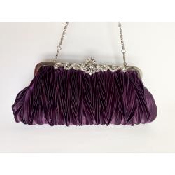 Nieuw! Luxe paarse satijn clutch tas