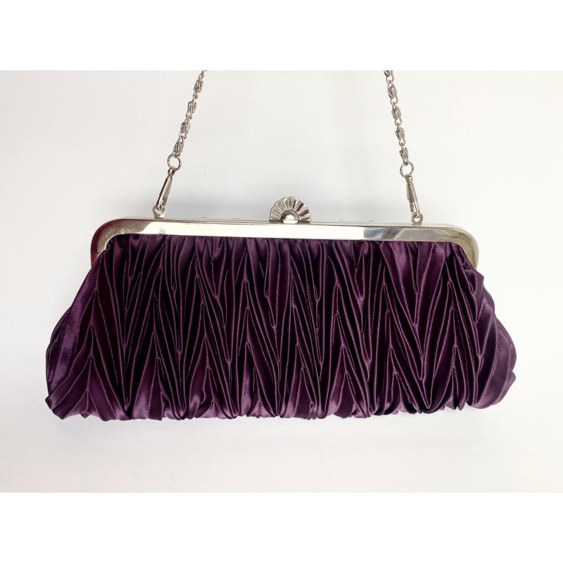 Nieuw! Luxe paarse satijn clutch tas