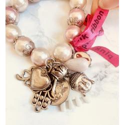Vintage bedel armband Pink Ribbon