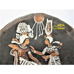 Antiek Egyptisch Wandbord Koper met 925/1000 zilver