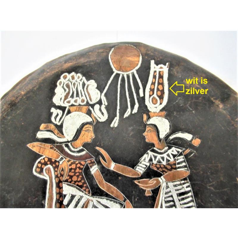Antiek Egyptisch Wandbord Koper met 925/1000 zilver