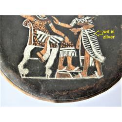 Antiek Egyptisch Wandbord Koper met 925/1000 zilver