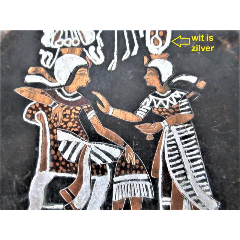 Antiek Egyptisch Wandbord Koper met 925/1000 zilver