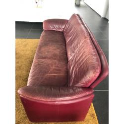Rode leren Leolux bank