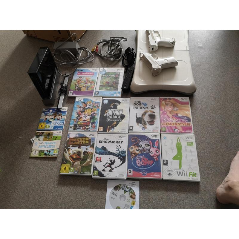 Wii console met 14 games enz