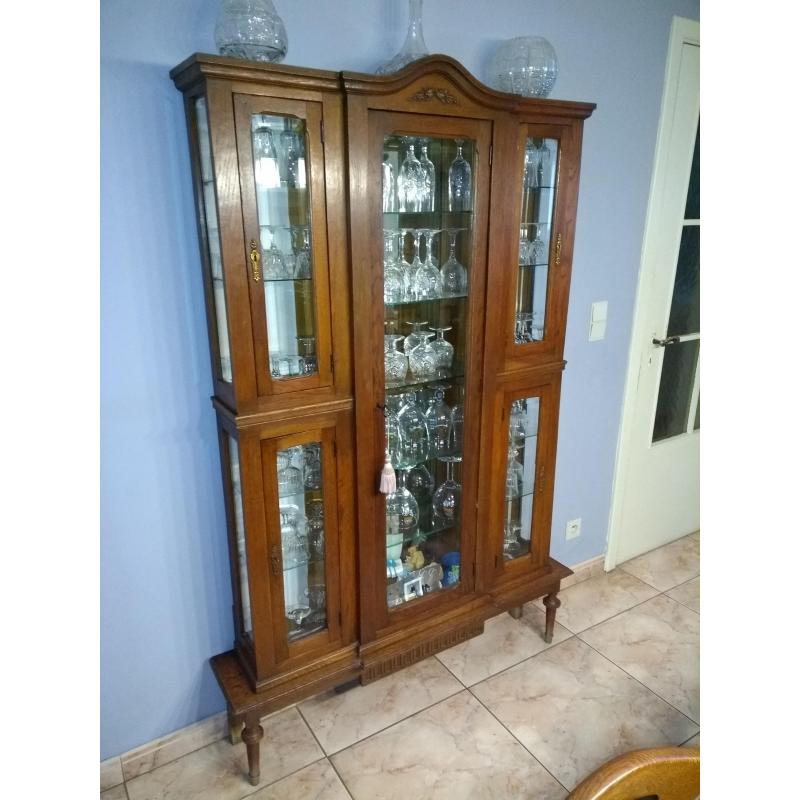 antieke eiken vitrine kast
