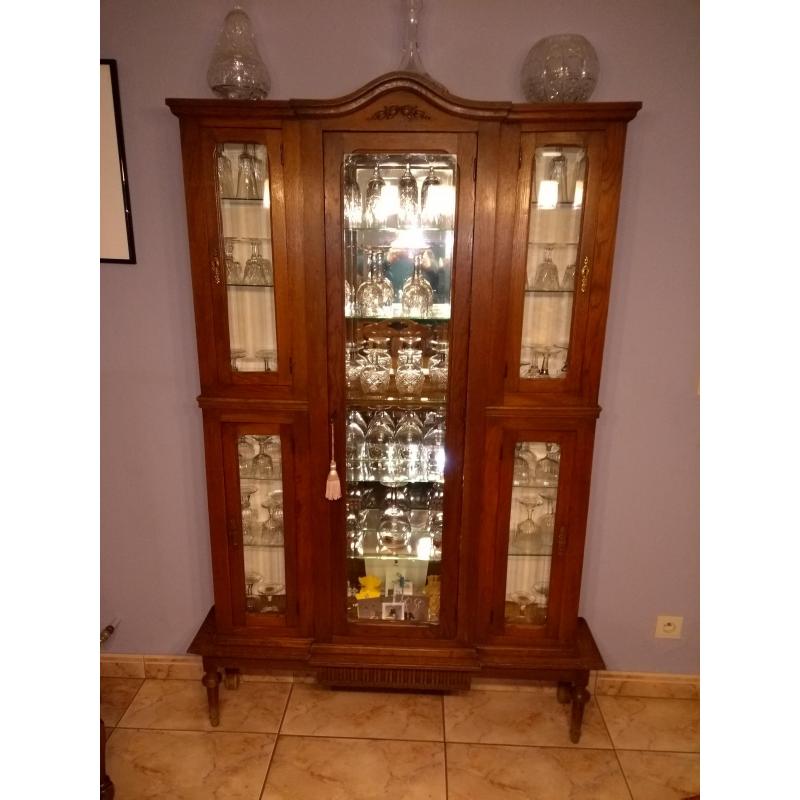 antieke eiken vitrine kast