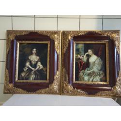 Te koop, twee zeer mooie, oude antieke olieverf schilderijen