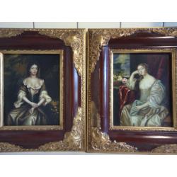 Te koop, twee zeer mooie, oude antieke olieverf schilderijen