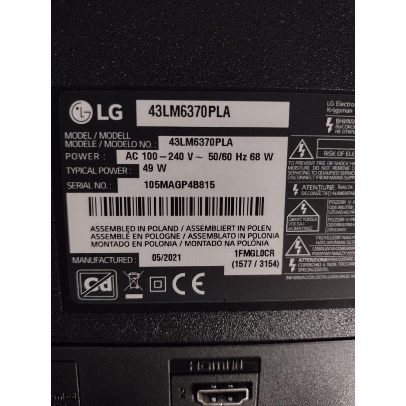 LG smart tv 43 inch aangekocht op 2-10-21 met 2 jaar fabrieksgarantie