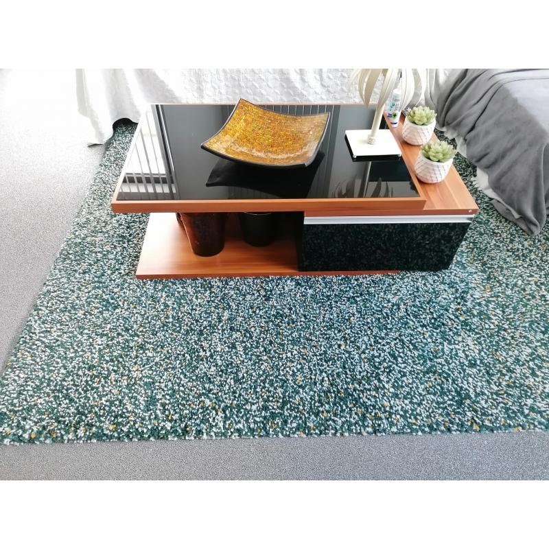 salontafel van glas en hout met 2 lades