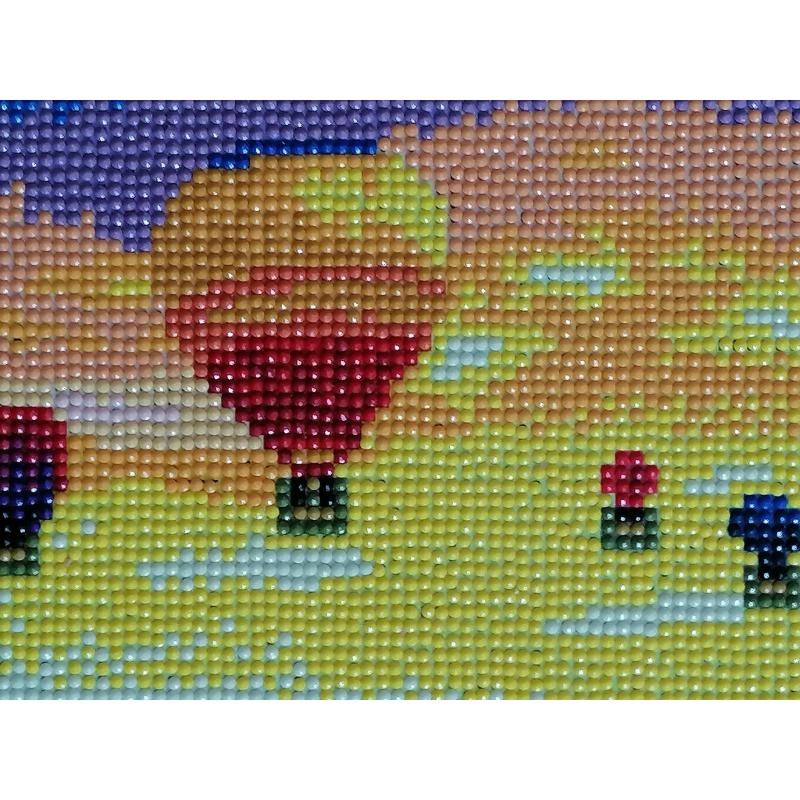 Diamond Painting "Luchtballonenvaart" 42 x 32cm afgewerkt
